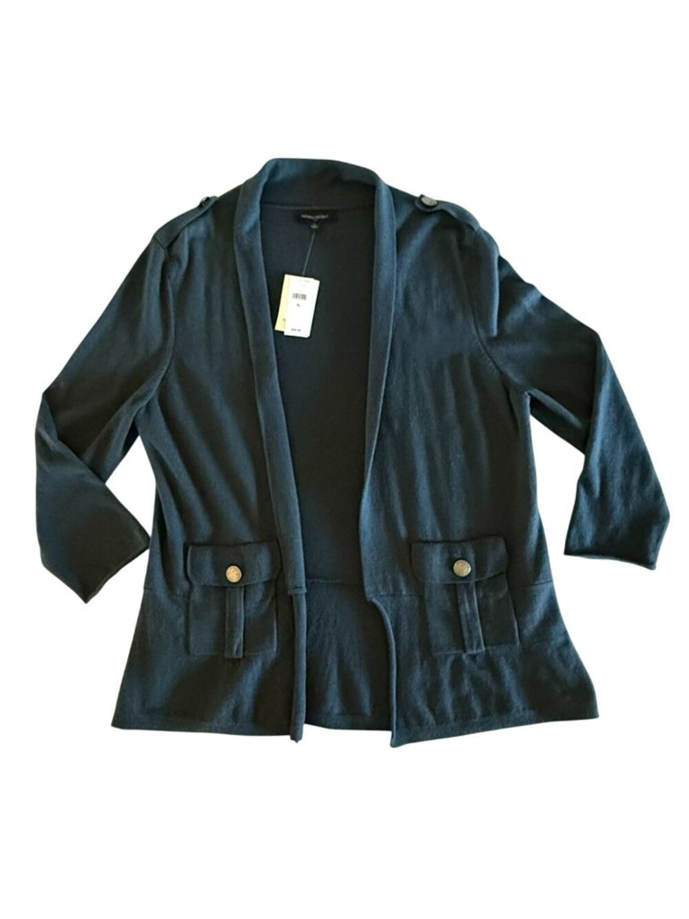 Cardigan Banana Republic Womens XL Deep Teal Angora Blend Peplum NWT